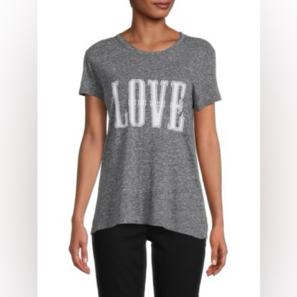 ZADIG & VOLTAIRE NWT WALK CHINE LOVE TEE GRAY - Picture 1 of 8